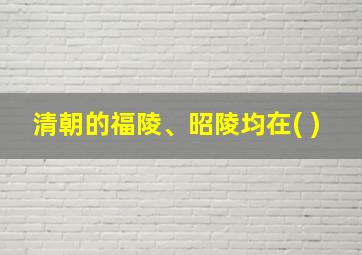 清朝的福陵、昭陵均在( )